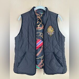 Lauren Ralph Lauren Black Quilted Reversible Riding Vest Equestrian Medium